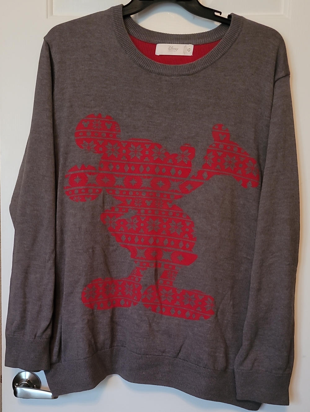 Disney Store Gray Sweater w/Red Mickey XL